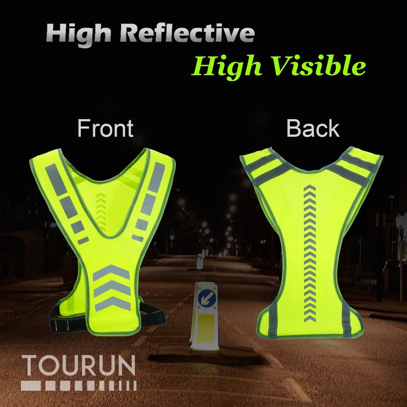 TOURUN سترة جري عاكسة TOURUN مع جيب للنساء والرجال والأطفال، أشرطة سترة عاكسة للسلامة للدراجات الهوائية والمشي والجري في الليل - Image 5